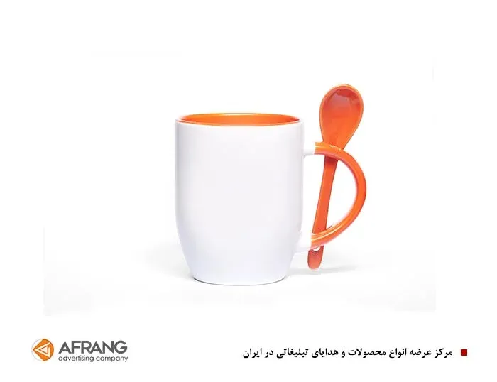 ماگ سرامیکی قاشق دار 420 با چاپ لوگو اختصاصی — لیوان سرامیکی تبلیغاتی | گیفتو