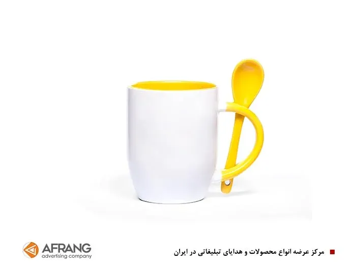 ماگ سرامیکی قاشق دار 420 با چاپ لوگو اختصاصی — لیوان سرامیکی تبلیغاتی | گیفتو