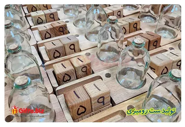 گدان شیشه ای رومیزی چوبی