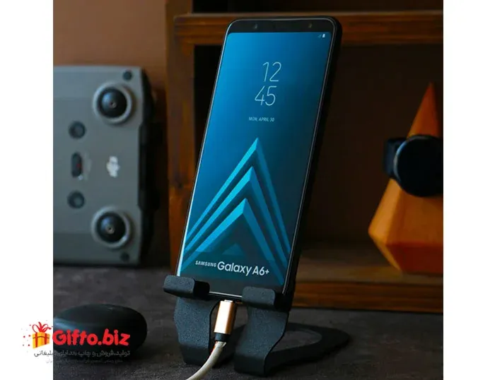 پایه موبایل فلزی ZA311 مشکی با گوشی