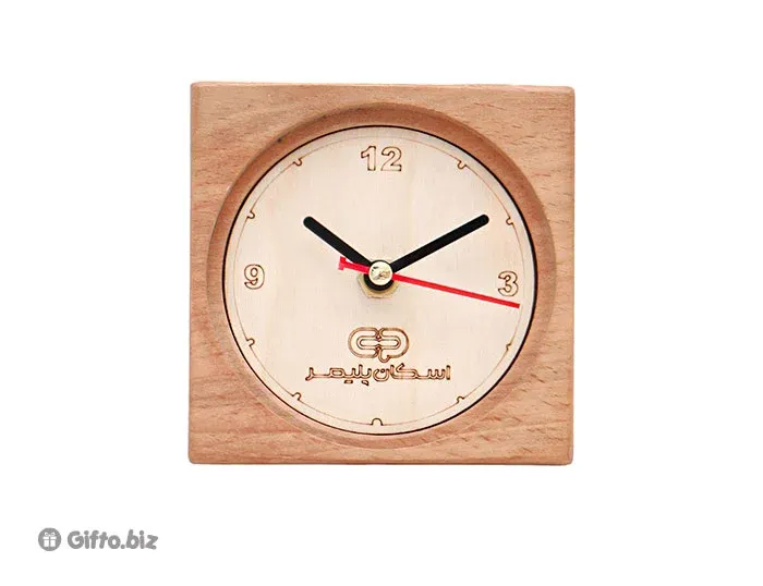 ساعت رومیزی چوبی تبلیغاتی