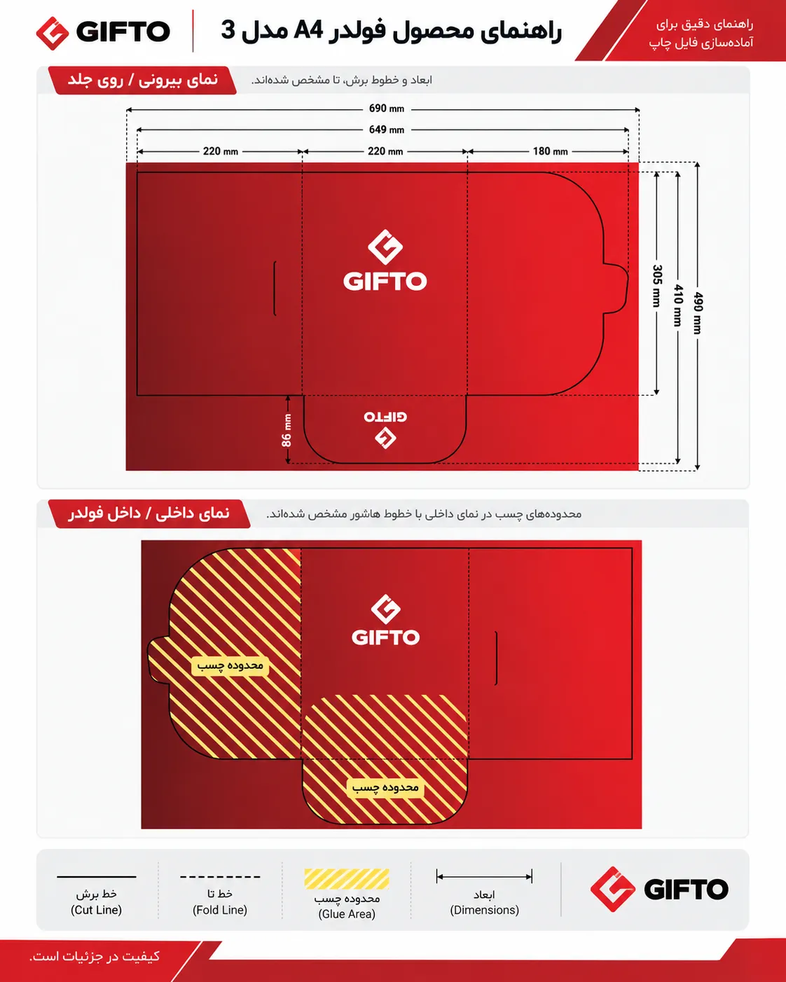 فولدر A4 دورو 300 گرم با روکش مات یا براق ( مدل 03 )